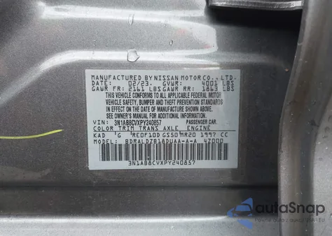 2023 Nissan Sentra Sv Xtronic Cvt from USA, damaged, VIN 3N1AB8CVXPY240857